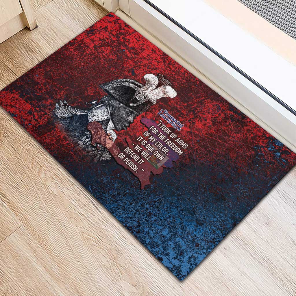 Toussaint Louverture Afro Haiti Rubber Doormat Haitian Father Grunge Style - Wonder Print Shop