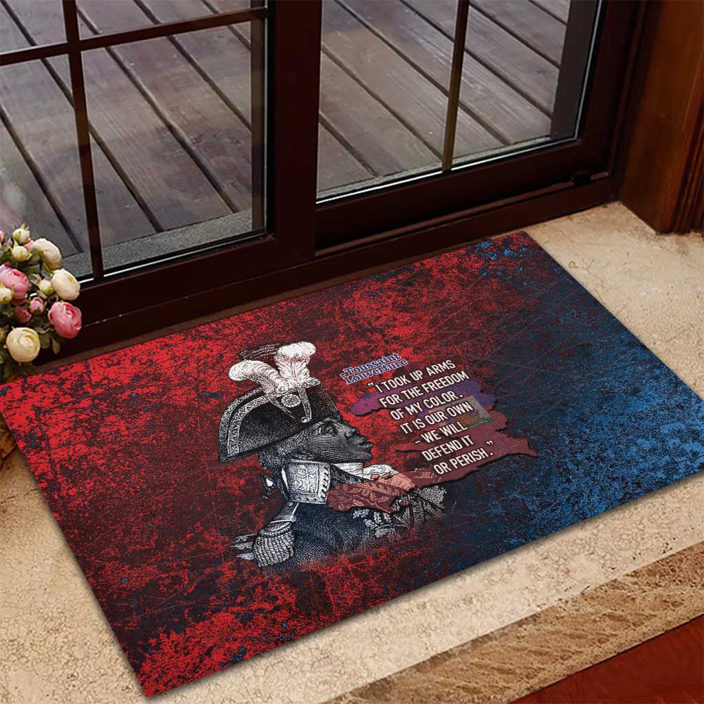 Toussaint Louverture Afro Haiti Rubber Doormat Haitian Father Grunge Style - Wonder Print Shop