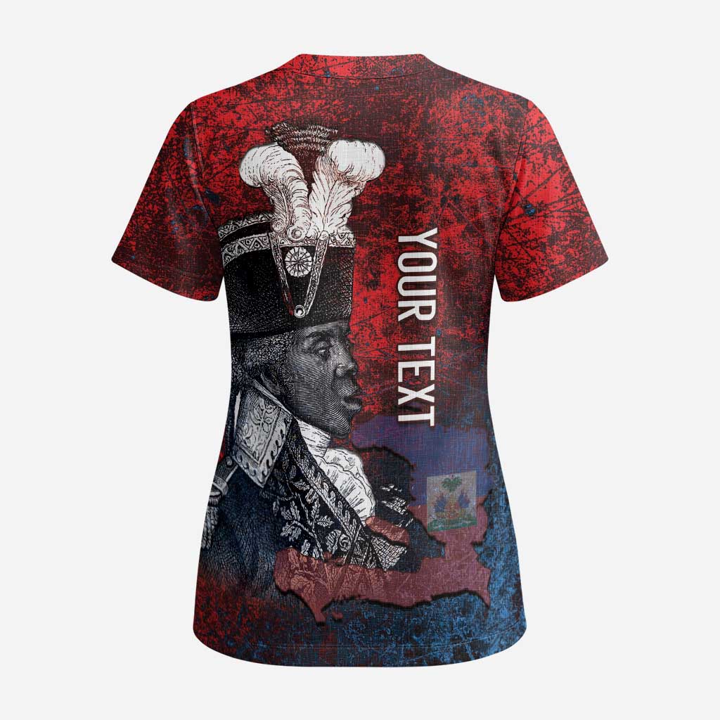Personalized Toussaint Louverture Afro Haiti Scrub Top Haitian Father Grunge Style - Wonder Print Shop