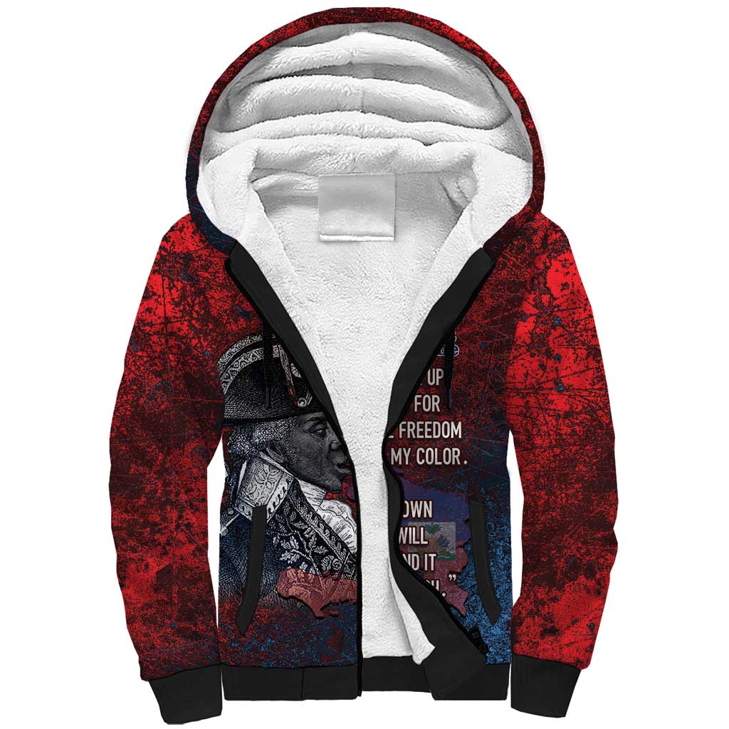 Personalized Toussaint Louverture Afro Haiti Sherpa Hoodie Haitian Father Grunge Style - Wonder Print Shop