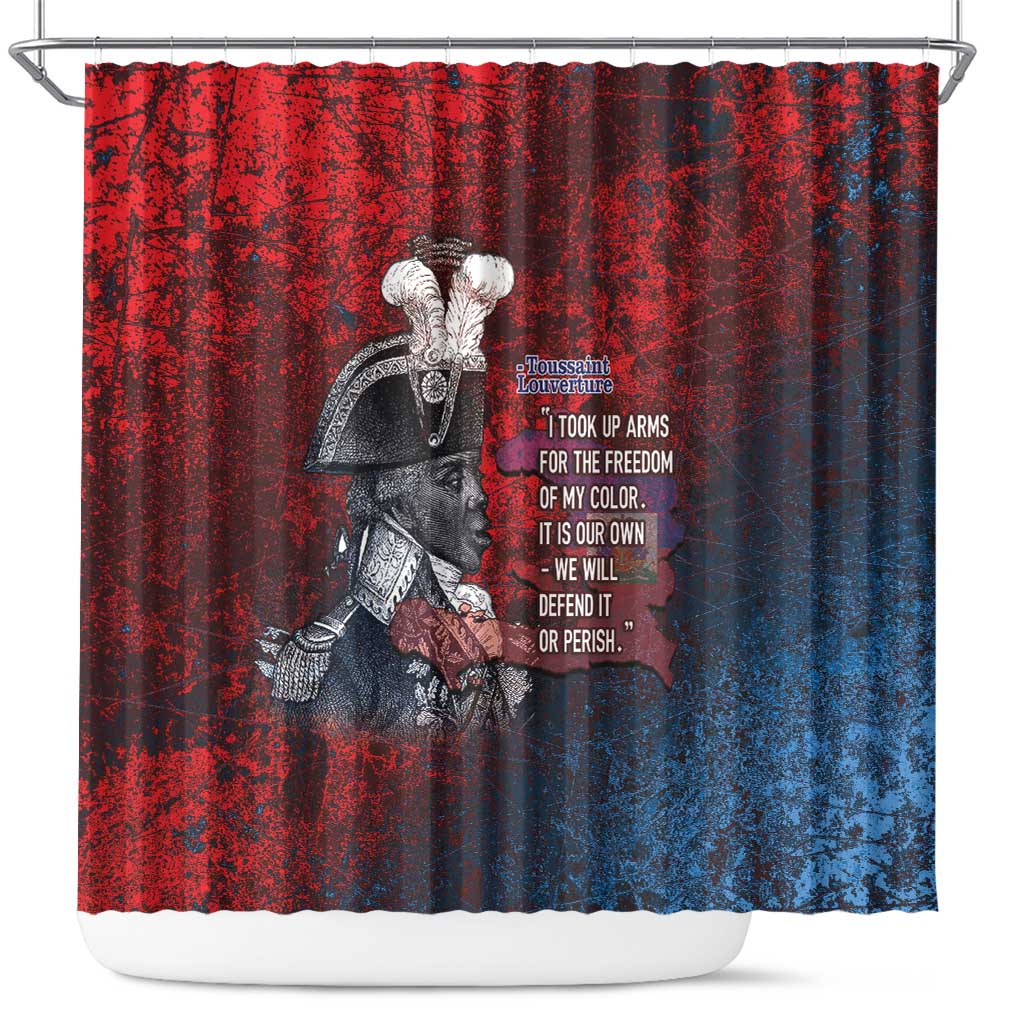 Toussaint Louverture Afro Haiti Shower Curtain Haitian Father Grunge Style - Wonder Print Shop