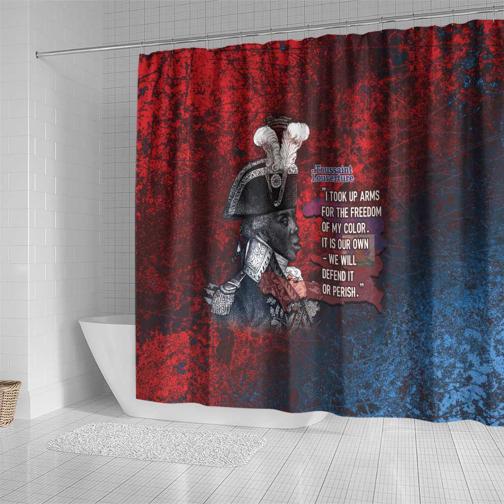 Toussaint Louverture Afro Haiti Shower Curtain Haitian Father Grunge Style - Wonder Print Shop
