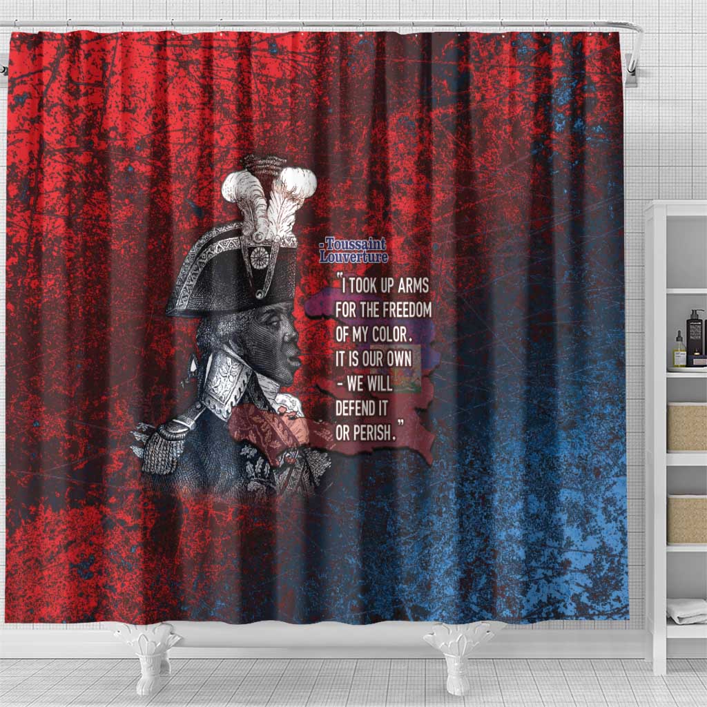 Toussaint Louverture Afro Haiti Shower Curtain Haitian Father Grunge Style - Wonder Print Shop