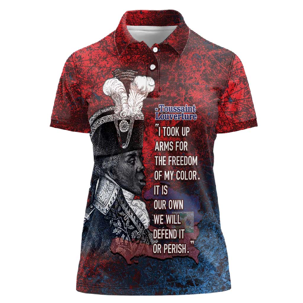 Personalized Toussaint Louverture Afro Haiti Women Polo Shirt Haitian Father Grunge Style LT14