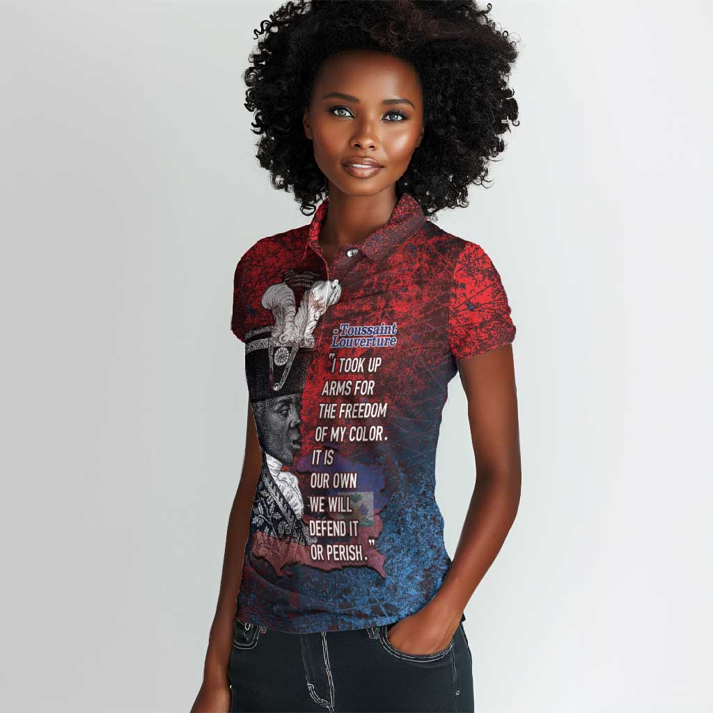 Personalized Toussaint Louverture Afro Haiti Women Polo Shirt Haitian Father Grunge Style LT14