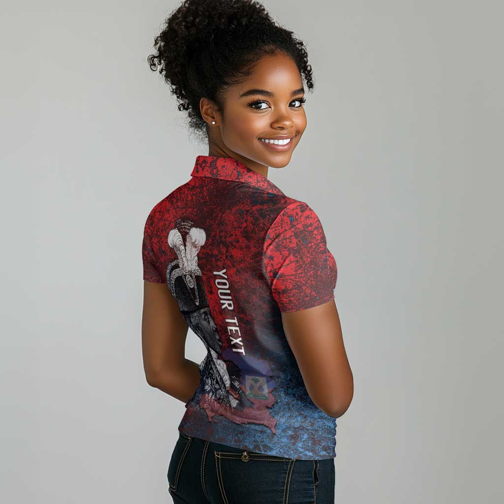 Personalized Toussaint Louverture Afro Haiti Women Polo Shirt Haitian Father Grunge Style LT14