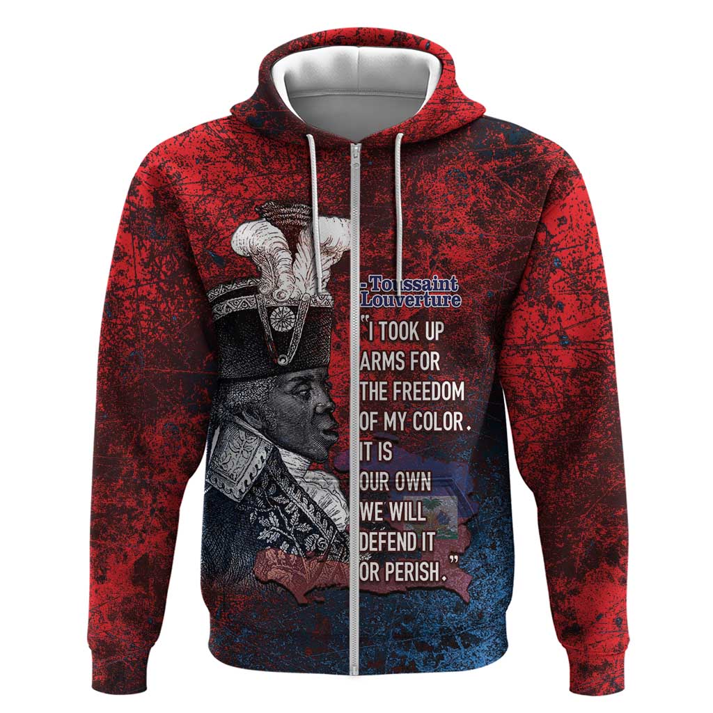 Personalized Toussaint Louverture Afro Haiti Zip Hoodie Haitian Father Grunge Style - Wonder Print Shop