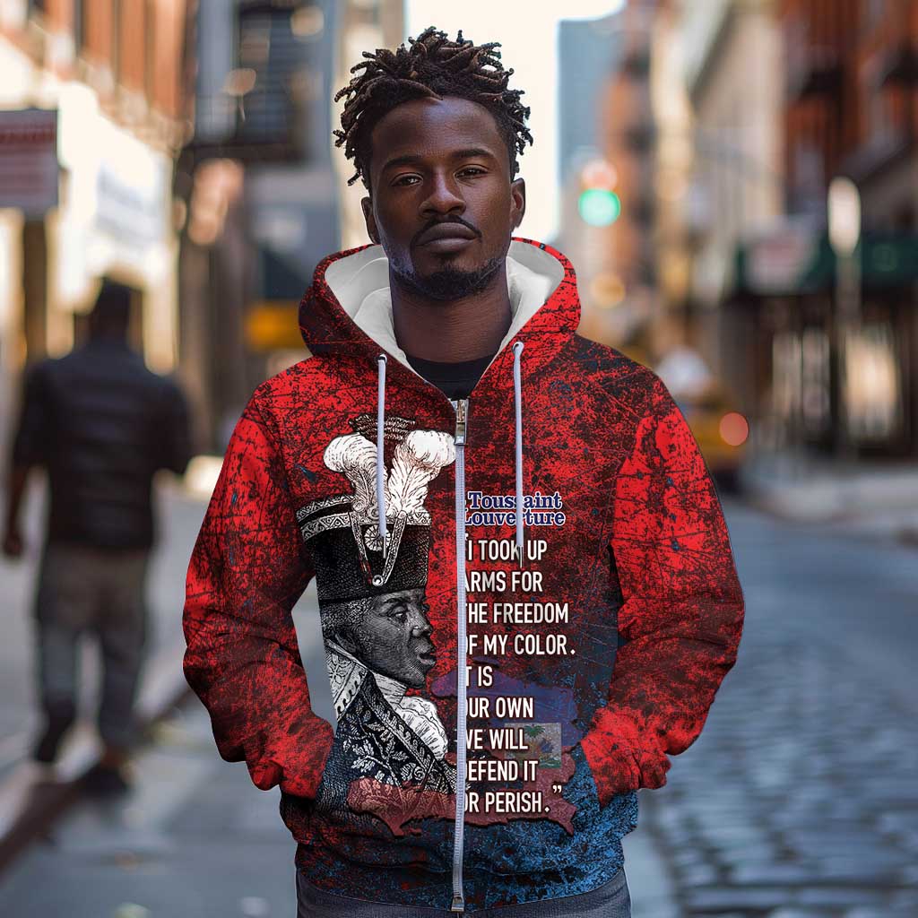Personalized Toussaint Louverture Afro Haiti Zip Hoodie Haitian Father Grunge Style - Wonder Print Shop