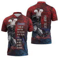 Personalized Toussaint Louverture Afro Haiti Zipper Polo Shirt Haitian Father Grunge Style - Wonder Print Shop