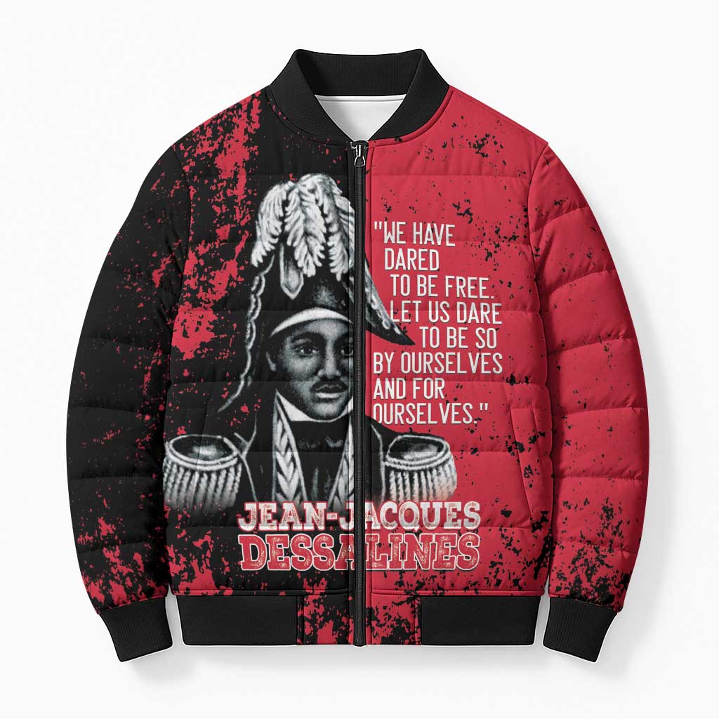 Personalized Jean-Jacques Dessalines Afro Haiti Bomber Puffer Jacket Emperor Of First Empire Grunge Style - Wonder Print Shop