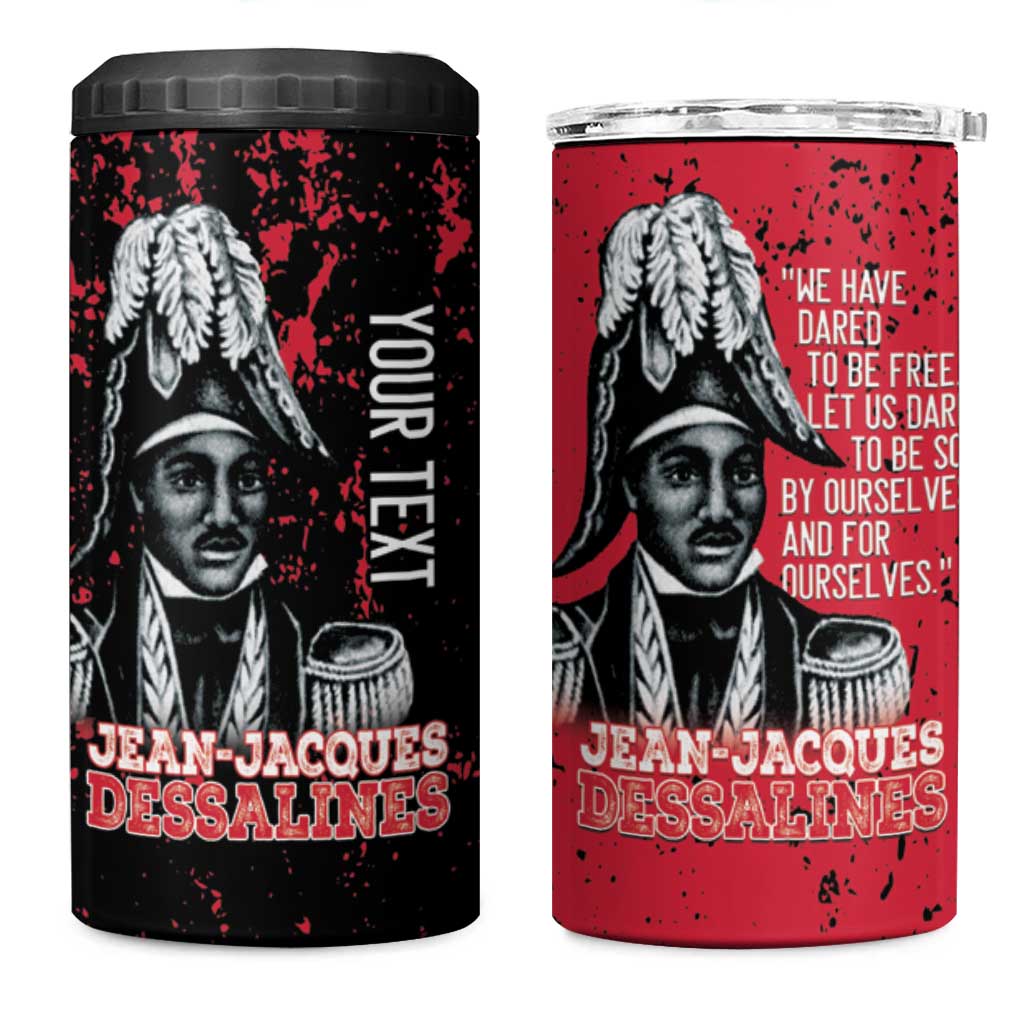 Personalized Jean-Jacques Dessalines Afro Haiti 4 in 1 Can Cooler Tumbler Emperor Of First Empire Grunge Style - Wonder Print Shop