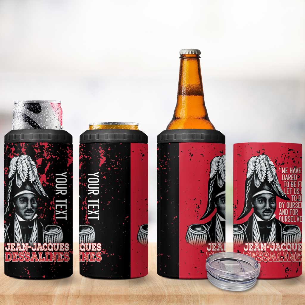 Personalized Jean-Jacques Dessalines Afro Haiti 4 in 1 Can Cooler Tumbler Emperor Of First Empire Grunge Style - Wonder Print Shop