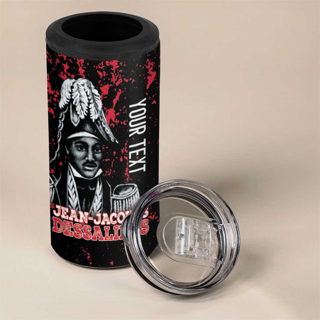 Personalized Jean-Jacques Dessalines Afro Haiti 4 in 1 Can Cooler Tumbler Emperor Of First Empire Grunge Style - Wonder Print Shop
