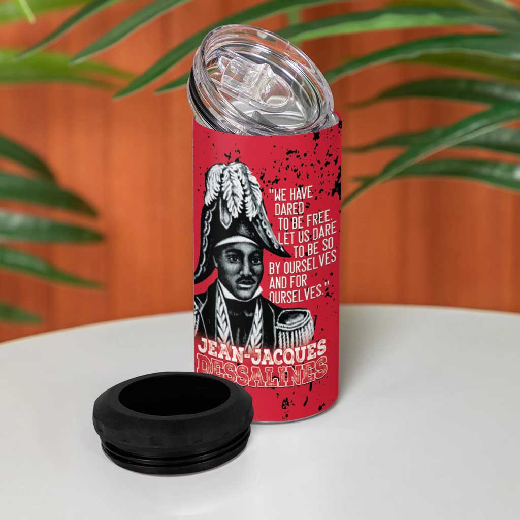 Personalized Jean-Jacques Dessalines Afro Haiti 4 in 1 Can Cooler Tumbler Emperor Of First Empire Grunge Style - Wonder Print Shop