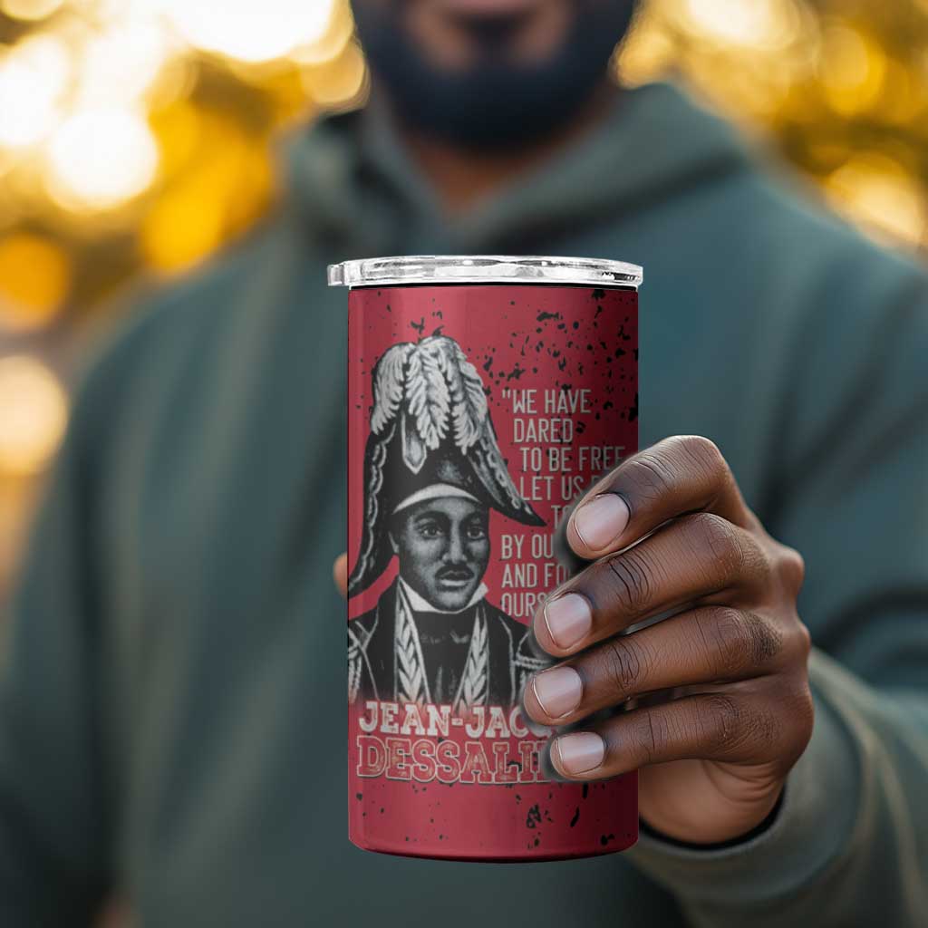 Personalized Jean-Jacques Dessalines Afro Haiti 4 in 1 Can Cooler Tumbler Emperor Of First Empire Grunge Style - Wonder Print Shop