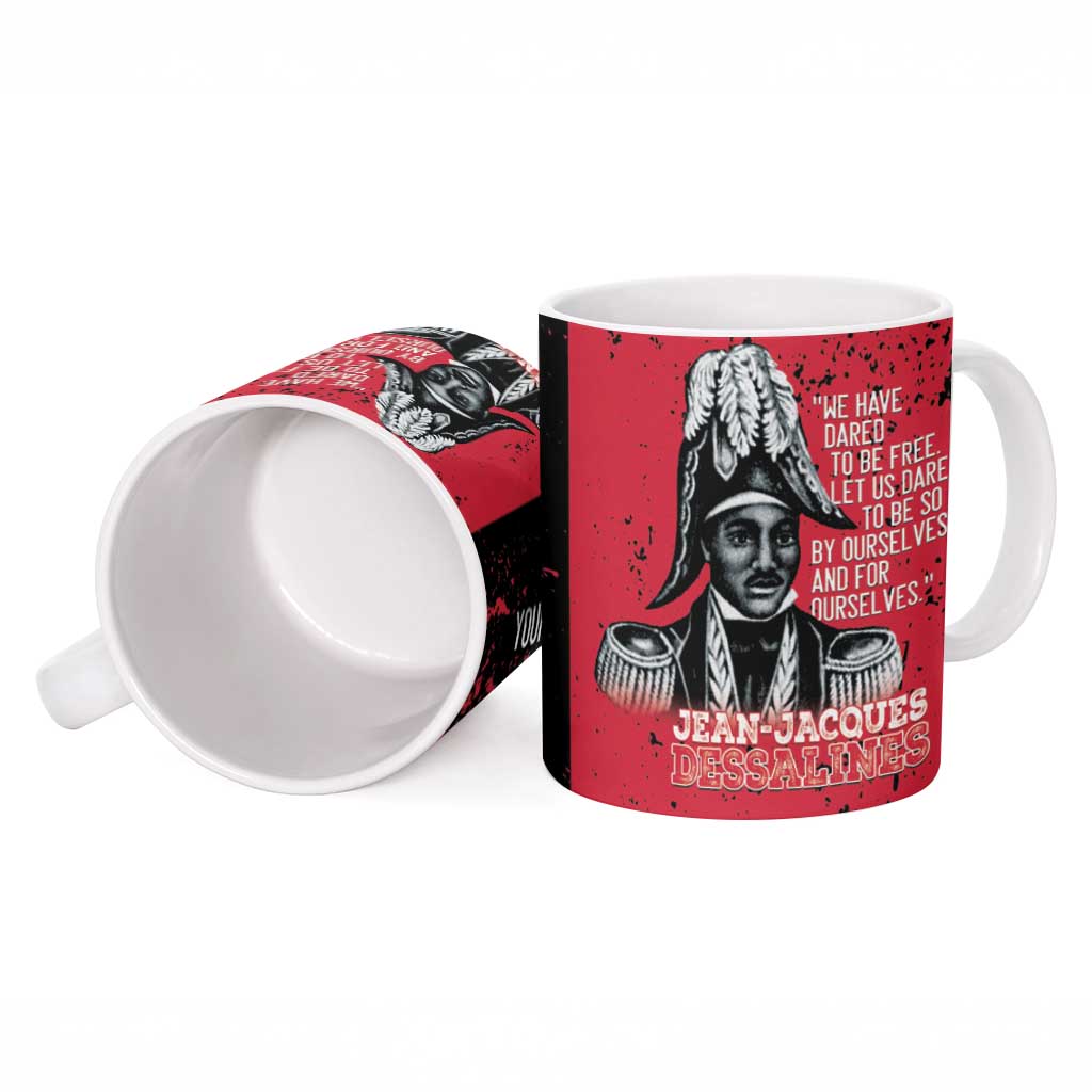 Personalized Jean-Jacques Dessalines Afro Haiti Ceramic Mug Emperor Of First Empire Grunge Style - Wonder Print Shop
