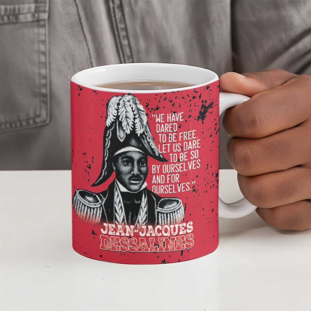 Personalized Jean-Jacques Dessalines Afro Haiti Ceramic Mug Emperor Of First Empire Grunge Style - Wonder Print Shop