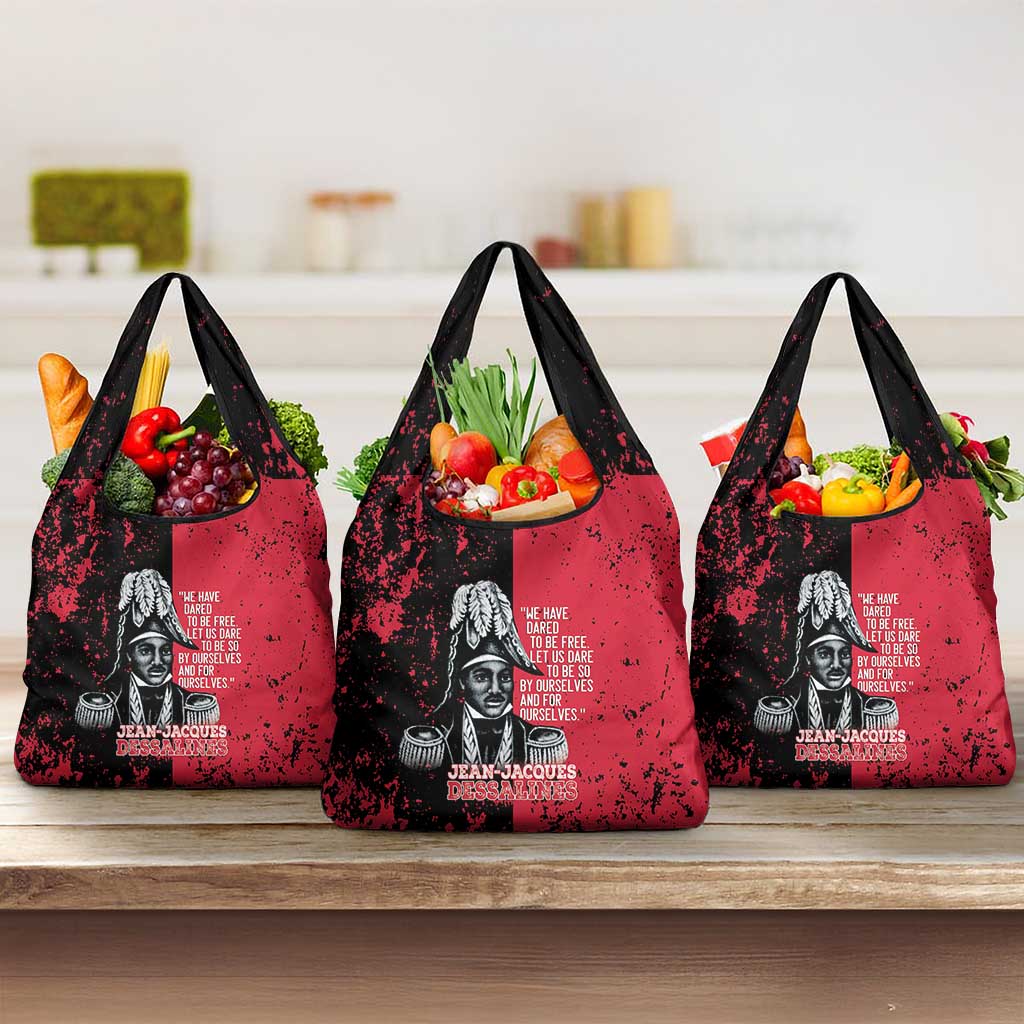 Jean-Jacques Dessalines Afro Haiti Grocery Bag Emperor Of First Empire Grunge Style - Wonder Print Shop