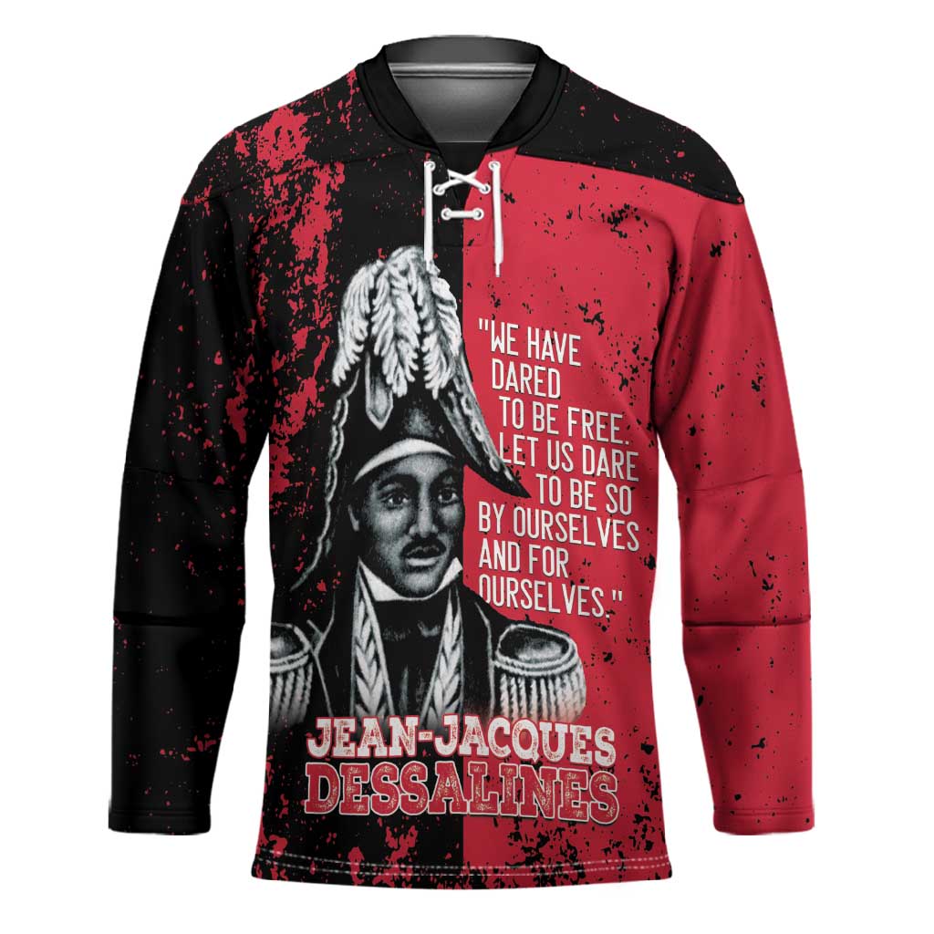 Personalized Jean-Jacques Dessalines Afro Haiti Hockey Jersey Emperor Of First Empire Grunge Style - Wonder Print Shop