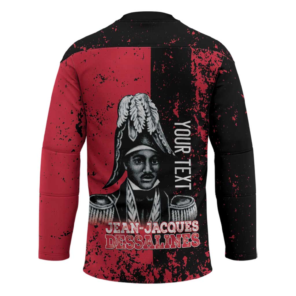 Personalized Jean-Jacques Dessalines Afro Haiti Hockey Jersey Emperor Of First Empire Grunge Style - Wonder Print Shop