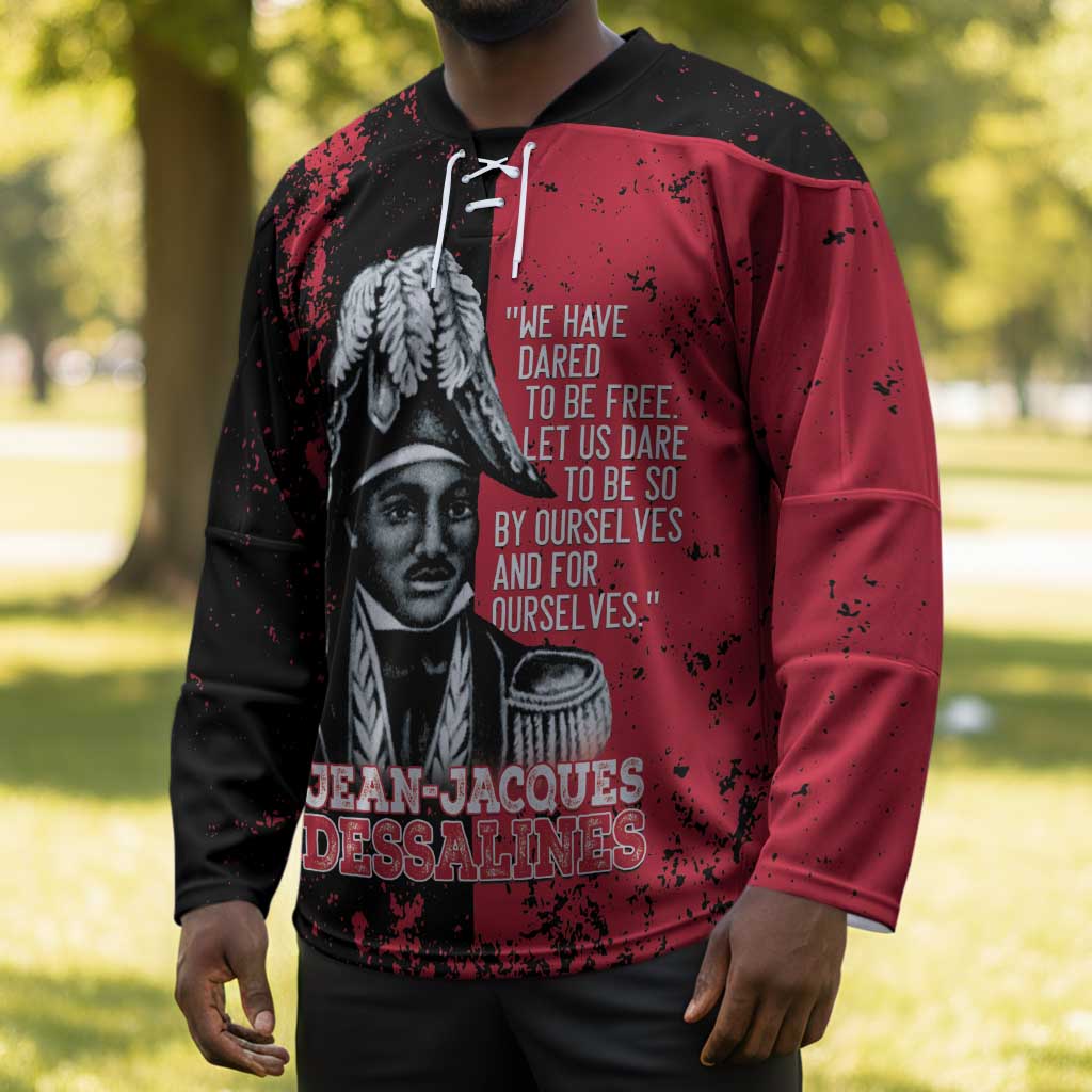 Personalized Jean-Jacques Dessalines Afro Haiti Hockey Jersey Emperor Of First Empire Grunge Style - Wonder Print Shop