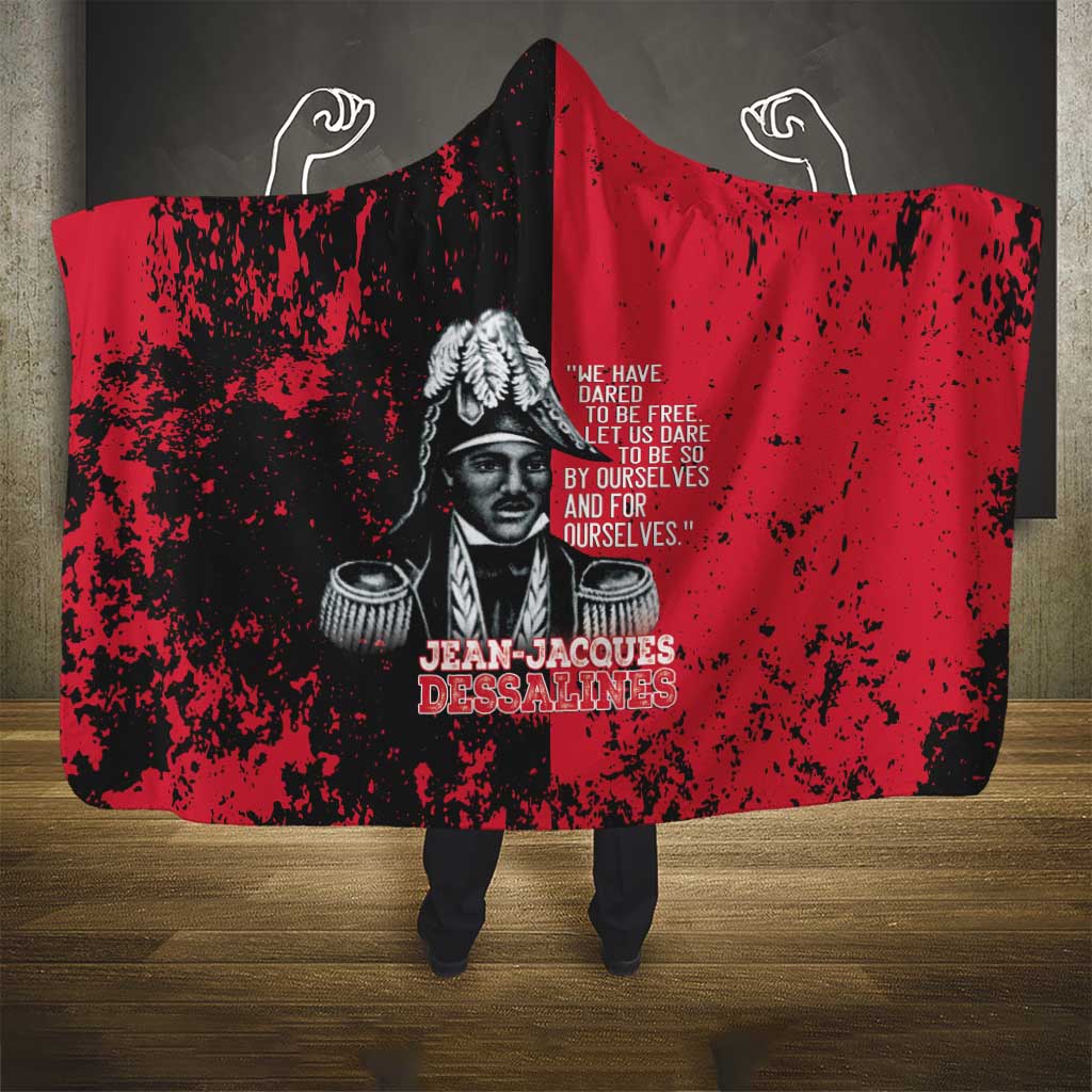 Jean-Jacques Dessalines Afro Haiti Hooded Blanket Emperor Of First Empire Grunge Style - Wonder Print Shop