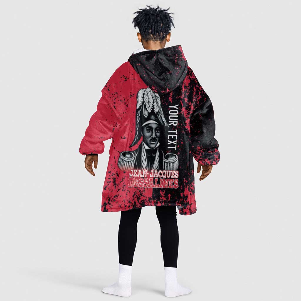 Personalized Jean-Jacques Dessalines Afro Haiti Kid Wearable Blanket Hoodie Emperor Of First Empire Grunge Style - Wonder Print Shop