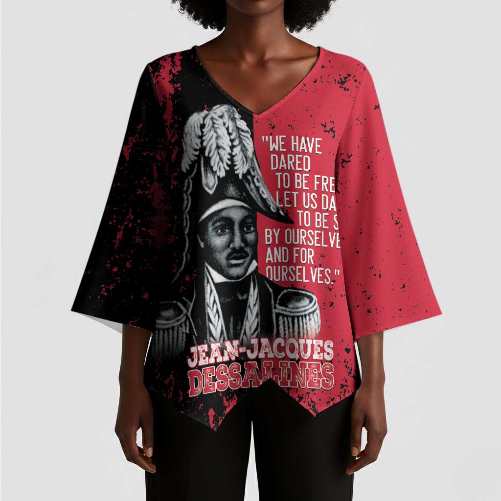 Personalized Jean-Jacques Dessalines Afro Haiti Kimono Sleeve Blouse Emperor Of First Empire Grunge Style - Wonder Print Shop