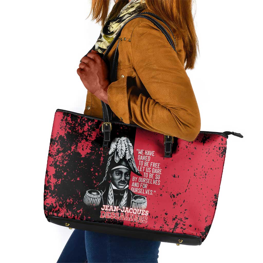 Jean-Jacques Dessalines Afro Haiti Leather Tote Bag Emperor Of First Empire Grunge Style - Wonder Print Shop