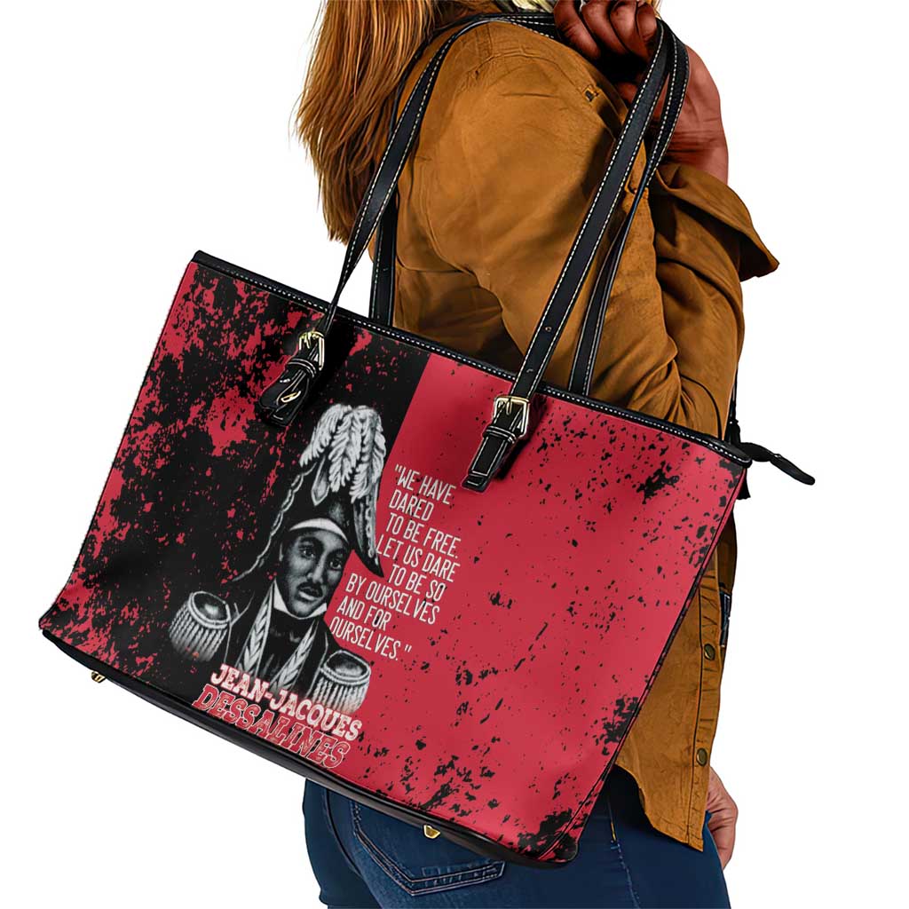 Jean-Jacques Dessalines Afro Haiti Leather Tote Bag Emperor Of First Empire Grunge Style - Wonder Print Shop