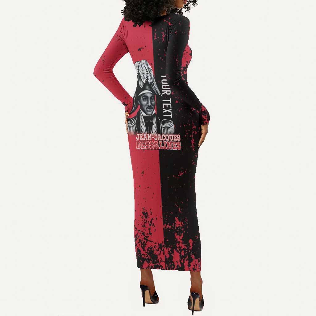 Personalized Jean-Jacques Dessalines Afro Haiti Long Sleeve Bodycon Dress Emperor Of First Empire Grunge Style - Wonder Print Shop