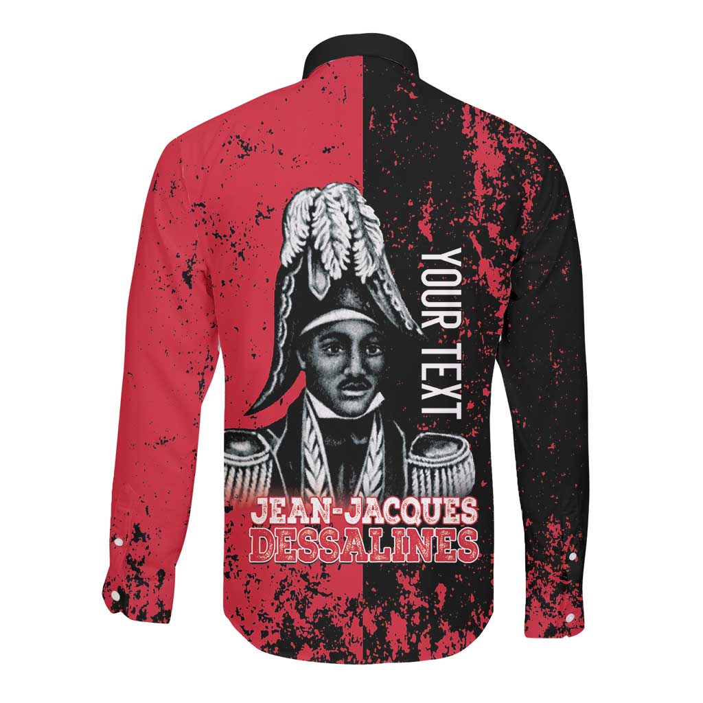 Personalized Jean-Jacques Dessalines Afro Haiti Long Sleeve Button Shirt Emperor Of First Empire Grunge Style - Wonder Print Shop