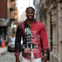 Personalized Jean-Jacques Dessalines Afro Haiti Long Sleeve Button Shirt Emperor Of First Empire Grunge Style - Wonder Print Shop