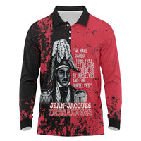 Personalized Jean-Jacques Dessalines Afro Haiti Long Sleeve Polo Shirt Emperor Of First Empire Grunge Style - Wonder Print Shop