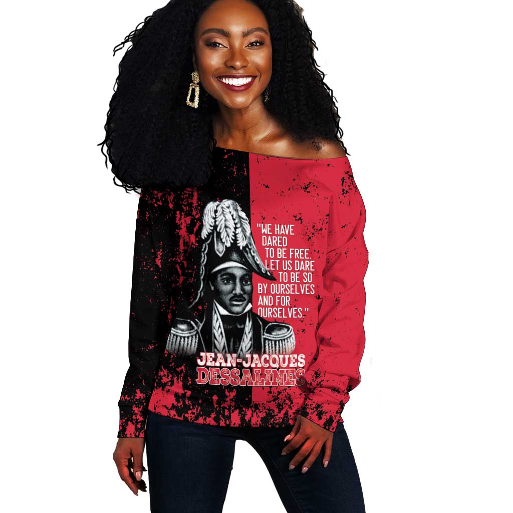 Personalized Jean-Jacques Dessalines Afro Haiti Off Shoulder Sweater Emperor Of First Empire Grunge Style - Wonder Print Shop