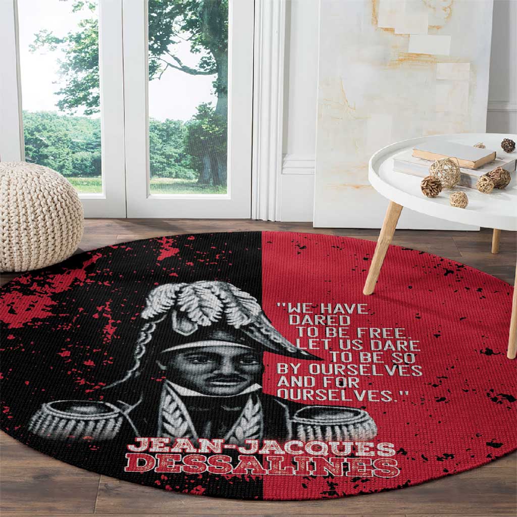 Jean-Jacques Dessalines Afro Haiti Round Carpet Emperor Of First Empire Grunge Style - Wonder Print Shop