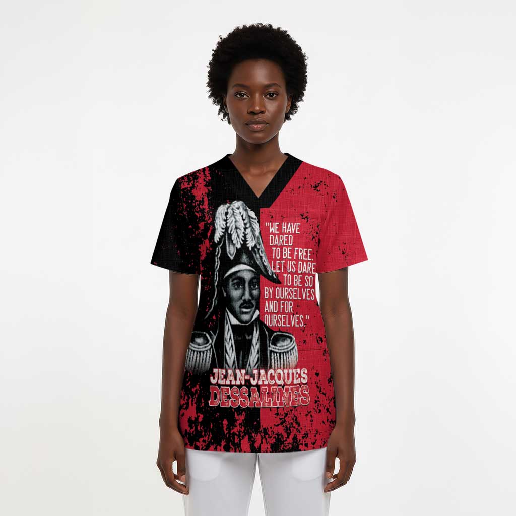 Personalized Jean-Jacques Dessalines Afro Haiti Scrub Top Emperor Of First Empire Grunge Style - Wonder Print Shop