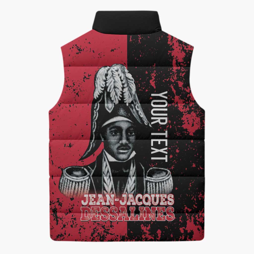 Personalized Jean-Jacques Dessalines Afro Haiti Sleeveless Puffer Jacket Emperor Of First Empire Grunge Style - Wonder Print Shop