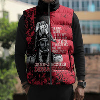 Personalized Jean-Jacques Dessalines Afro Haiti Sleeveless Puffer Jacket Emperor Of First Empire Grunge Style - Wonder Print Shop