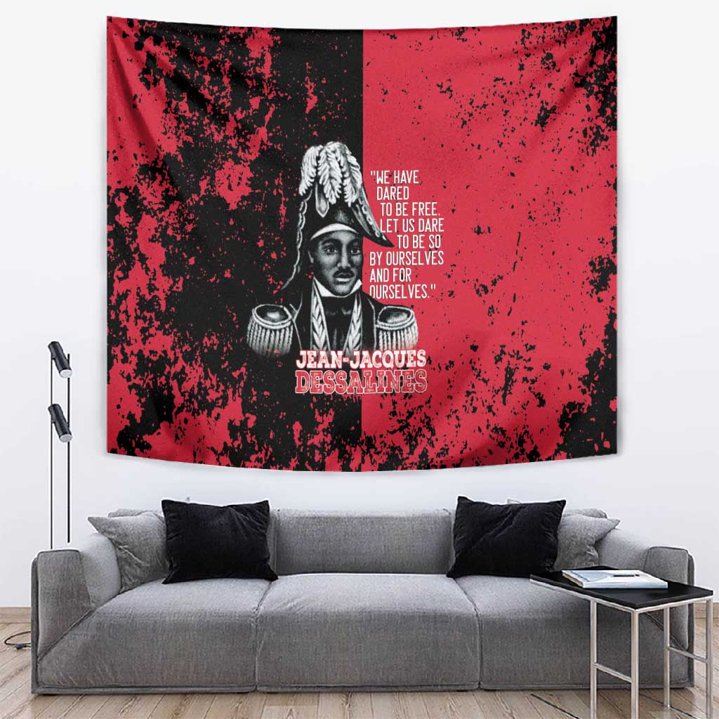 Jean-Jacques Dessalines Afro Haiti Tapestry Emperor Of First Empire Grunge Style - Wonder Print Shop