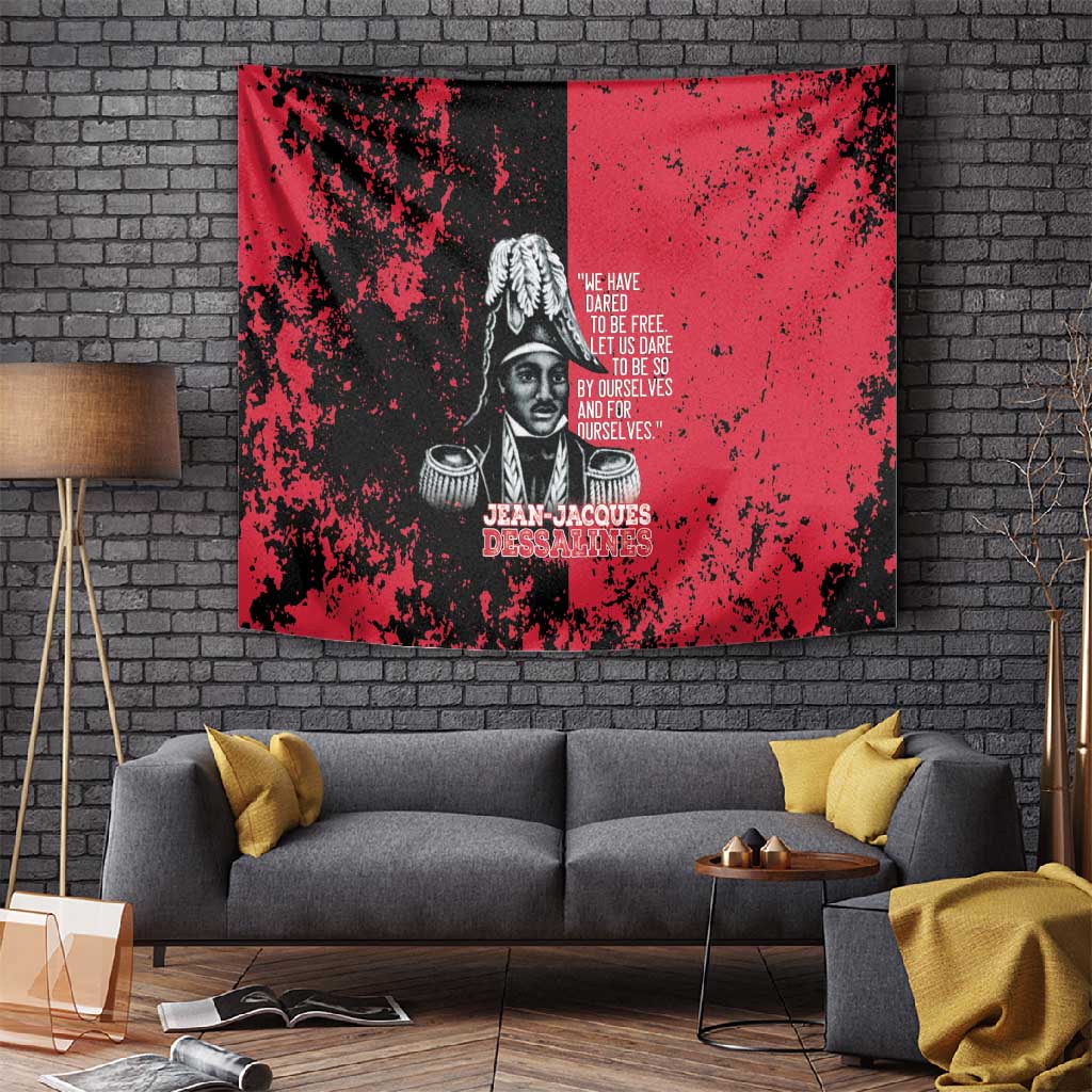 Jean-Jacques Dessalines Afro Haiti Tapestry Emperor Of First Empire Grunge Style - Wonder Print Shop