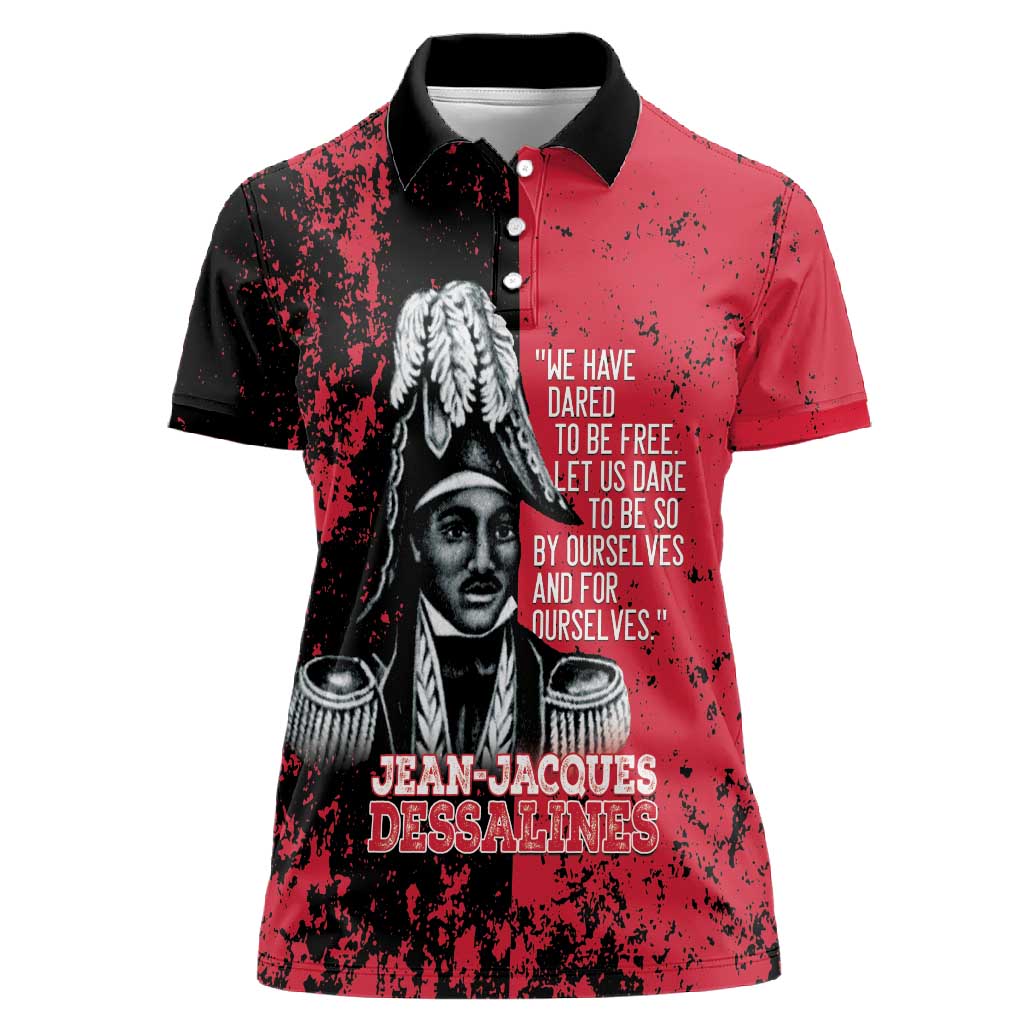 Personalized Jean-Jacques Dessalines Afro Haiti Women Polo Shirt Emperor Of First Empire Grunge Style LT14