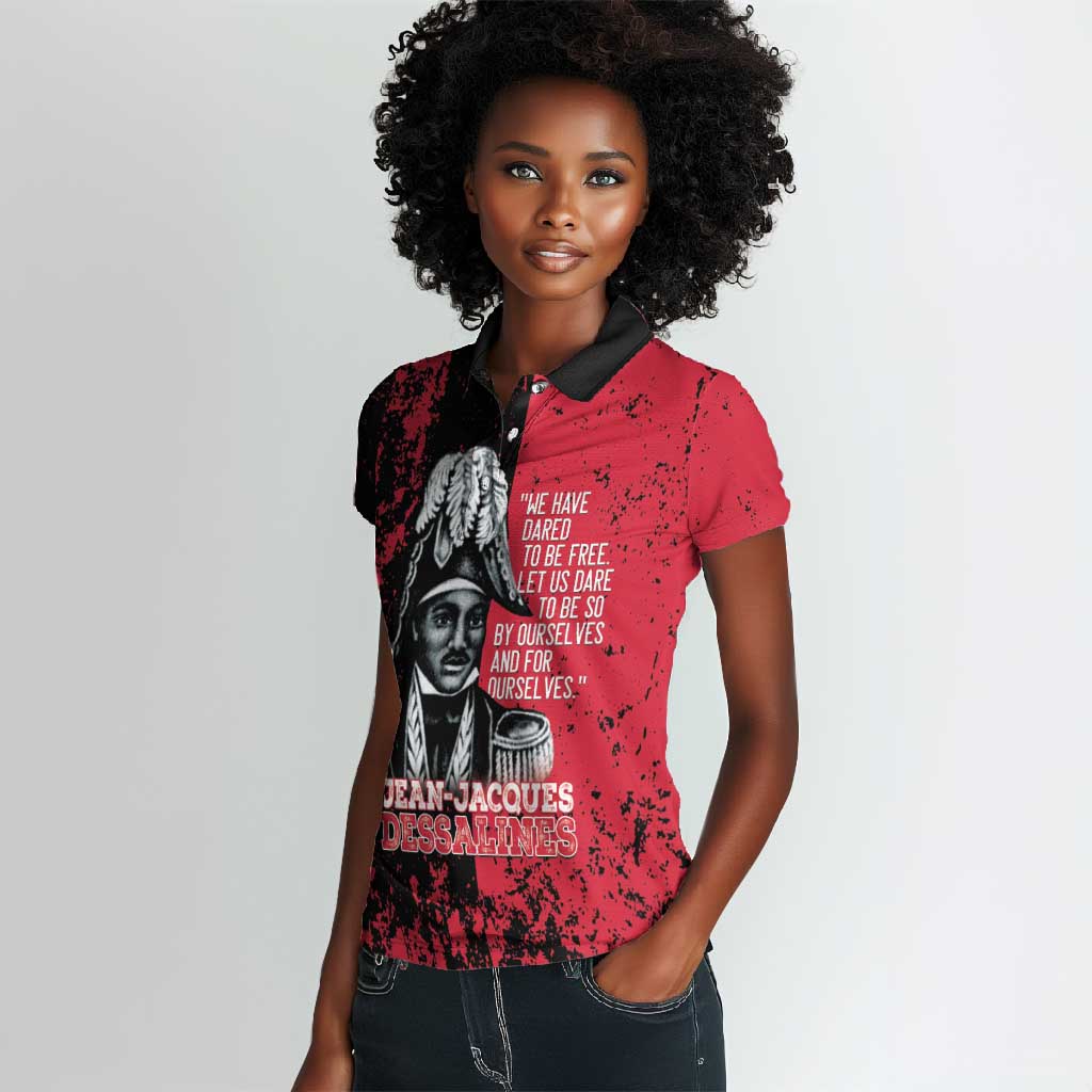Personalized Jean-Jacques Dessalines Afro Haiti Women Polo Shirt Emperor Of First Empire Grunge Style LT14