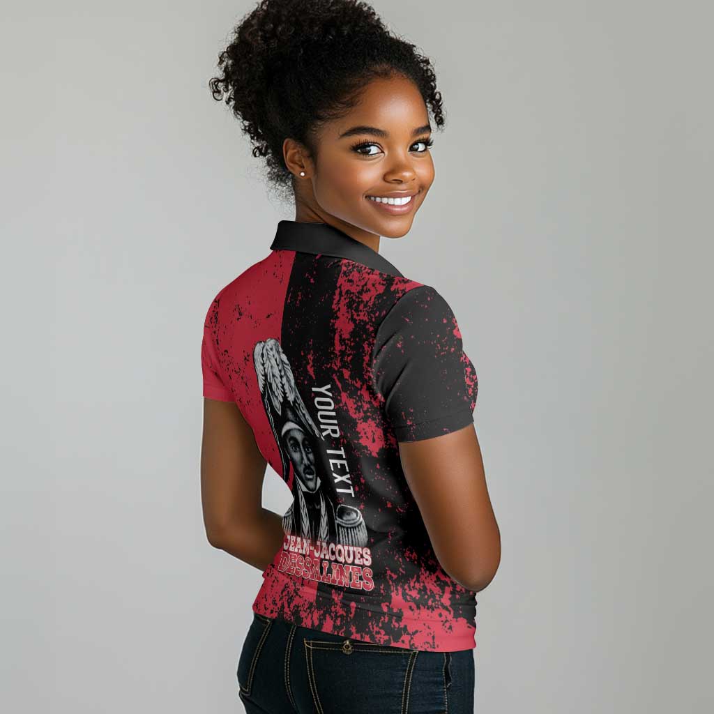 Personalized Jean-Jacques Dessalines Afro Haiti Women Polo Shirt Emperor Of First Empire Grunge Style LT14