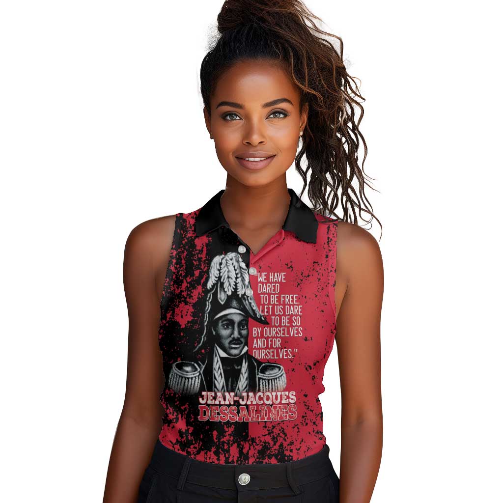 Personalized Jean-Jacques Dessalines Afro Haiti Women Sleeveless Polo Shirt Emperor Of First Empire Grunge Style - Wonder Print Shop