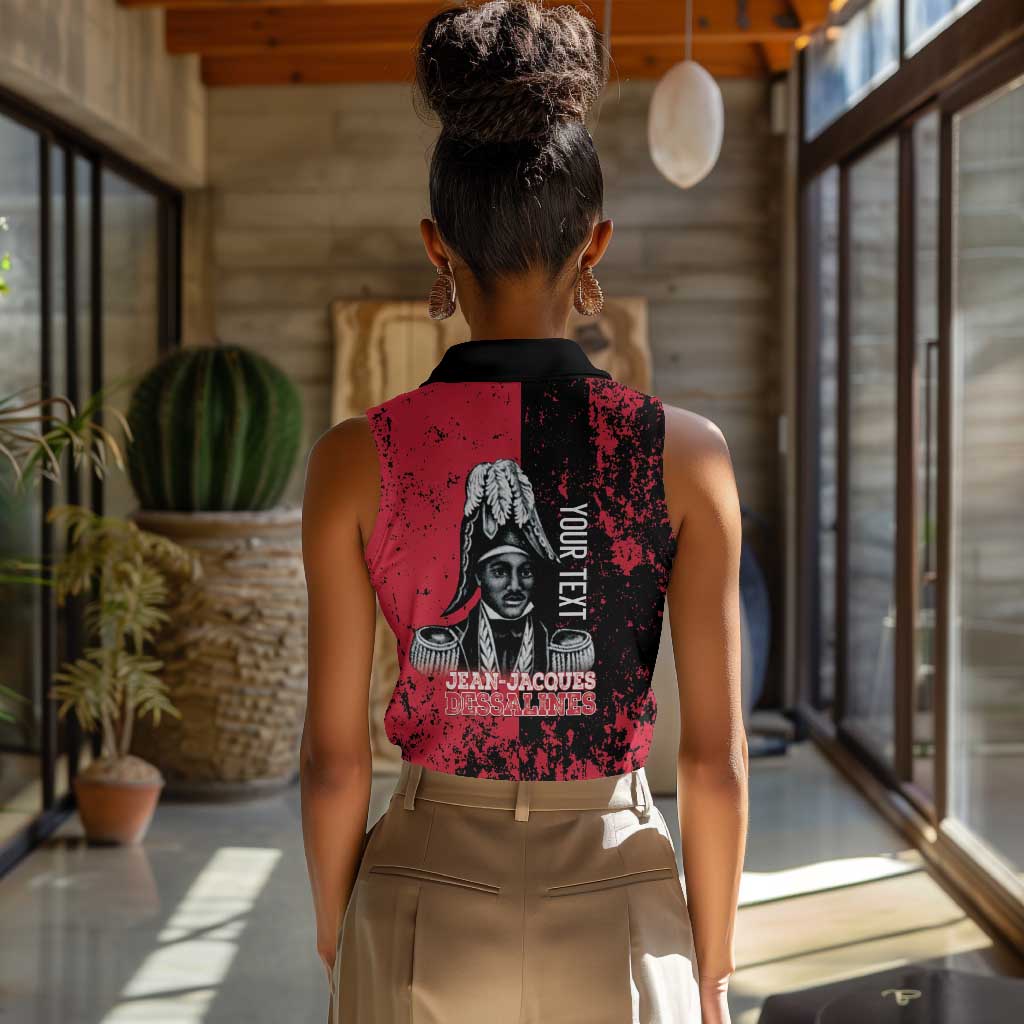 Personalized Jean-Jacques Dessalines Afro Haiti Women Sleeveless Polo Shirt Emperor Of First Empire Grunge Style - Wonder Print Shop