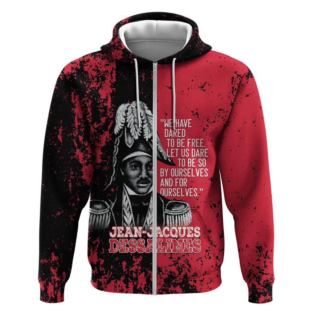 Personalized Jean-Jacques Dessalines Afro Haiti Zip Hoodie Emperor Of First Empire Grunge Style - Wonder Print Shop