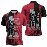 Personalized Jean-Jacques Dessalines Afro Haiti Zipper Polo Shirt Emperor Of First Empire Grunge Style - Wonder Print Shop