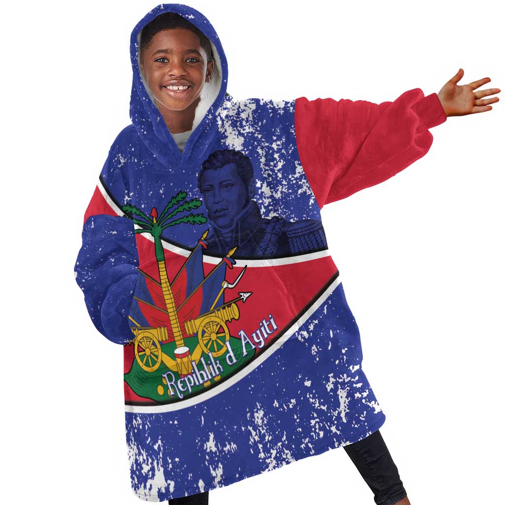 Republic of Haiti 1806-1820 Kid Wearable Blanket Hoodie Alexandre Petion With Coat Of Arms - Wonder Print Shop