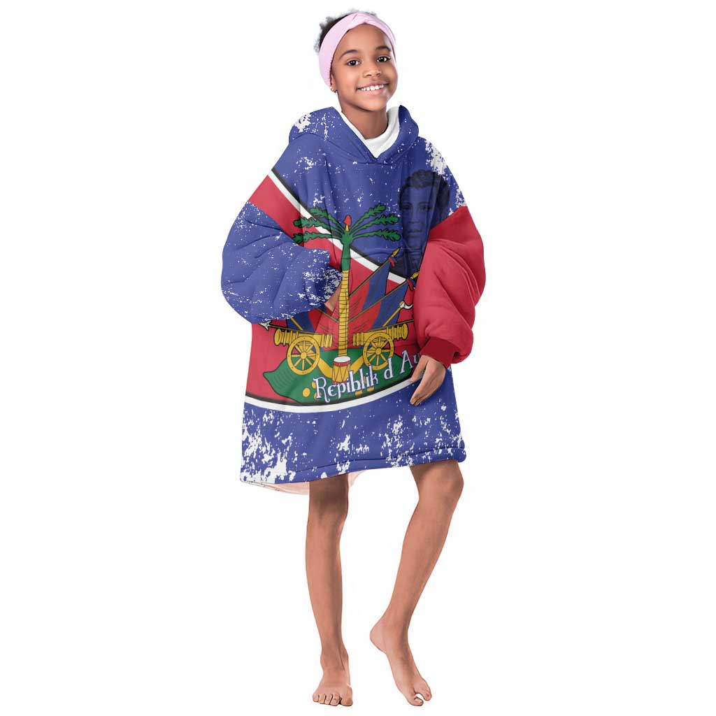 Republic of Haiti 1806-1820 Kid Wearable Blanket Hoodie Alexandre Petion With Coat Of Arms - Wonder Print Shop
